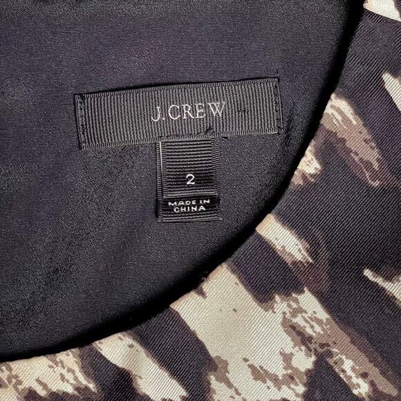 J.Crew 100% Silk Black and cream flounce wolfstooth sleeveless Dress – Size 2 - Picture 3 of 7